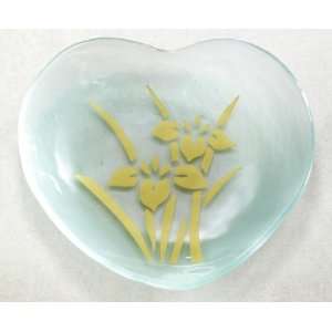 Hearts 7 heart plate Handmade glass 7 heart plate   satin gold Iris 