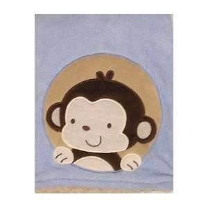  Sherpa Monkey Crib Throw Blue Baby