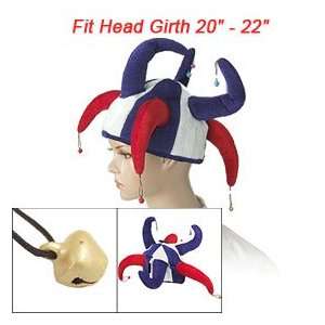   Horns Design Red White Blue Color Block Clown Jester Hat: Toys & Games
