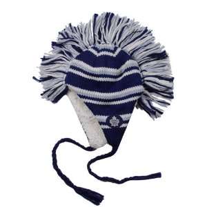   Navy Blue Light Blue Mohawk Tassel Knit Beanie