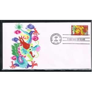  Dragon First Day Cover Cachet by Handmade Paper Cut