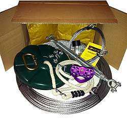 COMPLETE 50m COMMERCIAL 6mm ZIP WIRE PACKAGE / ZIP LINE KIT  