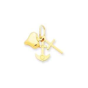    14 Karat Gold, Small Faith, Hope and Charity Charm Jewelry