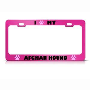 Afghan Hound Paw Love Pet Dog Metal license plate frame 