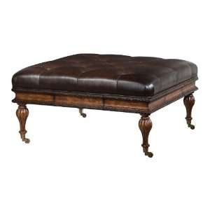   Leather Rustic Regency Style Coffee Table Ottoman