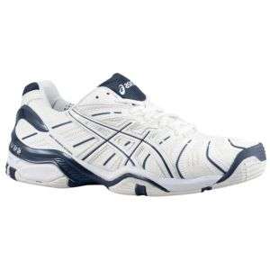 ASICS® Gel Resolution 4   Mens   Tennis   Shoes   White/Navy/Silver