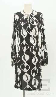   von Furstenberg Black & White Silk Hour Glass Nove Wrap Dress 12 NEW