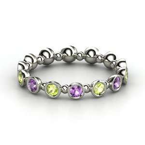 Seed & Pod Eternity Band, Sterling Silver Ring with Amethyst & Peridot