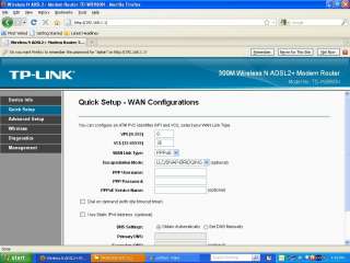Change your VPI setting from 0 to 8. Then change your Wan Link Type 