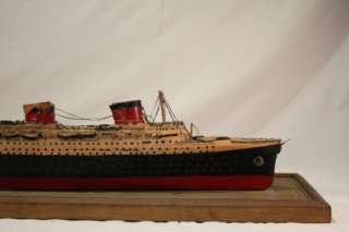   AMERICAN FOLK ART SS Normandie ship wood model French boat 1930s WWII