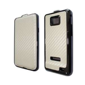 : Luxury dual Flip Carbon Fibre Chrome leather case cover For samsung 
