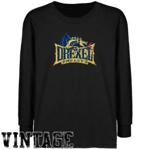  Drexel Dragons Youth Black Distressed Logo Vintage Long 