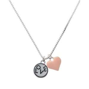  Love in Circle and Pink Heart Charm Necklace Jewelry