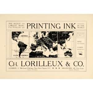   London Printing Ink Map World   Original Print Ad
