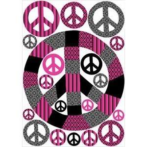  Patchwork Pink Peace Sign Wall Stickers: Home & Kitchen