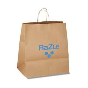  Kraft Paper Brown Shopping Bag 15 1/2 x 14   250 with your logo 