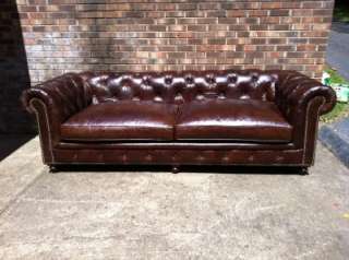 RESTORATION HARDWARE Tufted Leather Sofa   BRAND NEW  
