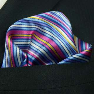 Landisun 84H Multi Color Stripes Mens Silk Tie Set Tie+Hanky 