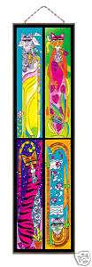 WHIMSICAL CATS * COLORFUL * 10x37 STAINED WINDOW GLASS  