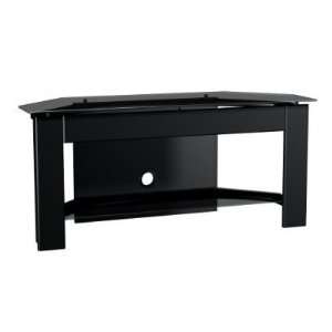   Plasma/LCD/DLP TV Stand tempered glass top and shelf, Black Finish