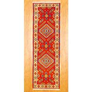   Indo Hand knotted Kazak Red Wool Runner