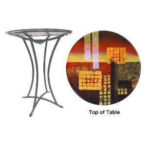  Abstract Shapes Fused Glass Metal Table: Kitchen & Dining