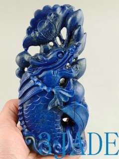 Genuine Lapis Lazuli Carving/Sculpture: Dragon Fish  