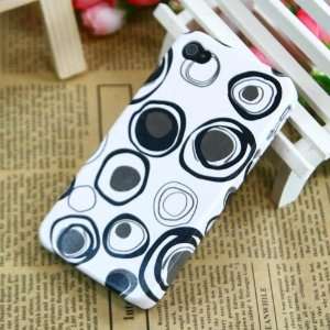 ]Black Circle /Dot pattern Protective Case for Apple iPhone 4 +Free 