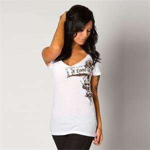  Metal Mulisha Womens Mi Amore T Shirt   Large/White 