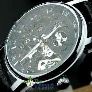   Leather Hollow Men Luxury Fashion Watches Black With Box 8049  