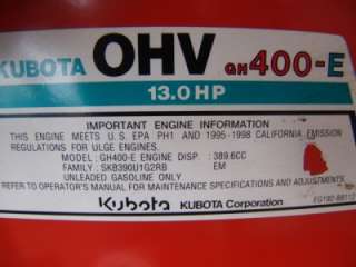 KUBOTA 13hp GENERATOR AV 6500 6500 WATTS RUNS FINE NO POWER. THIS 
