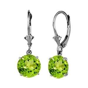  Round Peridot Sterling Silver Lever Back Earrings: Jewelry
