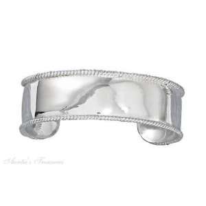  Sterling Silver Roped Edge Cuff Bracelet Jewelry