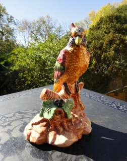 Antique Majolica Parrot Figurine Italy Figure Great Colors & Detail 
