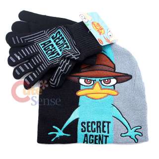 Phineas and Ferb Agent P Gloves, Beanie Set :Kids Teen w/Magic Stretch 
