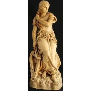 French Decorative Sculpture Classical Beauty Renaissance Woman Harp 