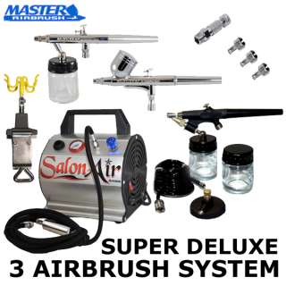 Master Super Deluxe Professional Airbrushing System with 3 Airbrushes