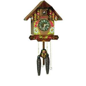   Cottage Painted Flowers Cuckoo Clock by River City