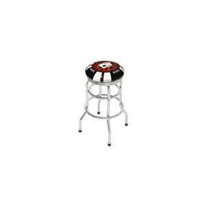  Poker Chip Barstool With 2 Foot Rings and Chrome Seat Ring 