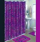 Black and Pink ZEBRA 15 Pc Bathroom Set: 2 Rug/Mat Fabric Shower 