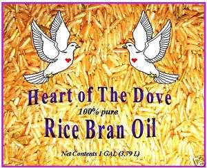 Heart of The Dove, Rice Bran Oil   1 Gallon 100% Pure  