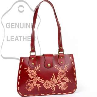 Genuine leather western shoulder bag with 2 tone floral  