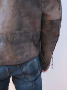 vtg 70s FIRST GENUINE DISTRESSED LEATHER MANS MOTORCYCLE MOTO JACKET 