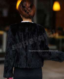   Genuine Mink Fur Coat Jacket Outwear Garment black classic vintage