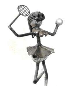 Metal Art craft Sculpture Figure Sports Tennis Player  