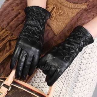 Womens GENUINE LAMBSKIN leather Chirstmas gift gloves  
