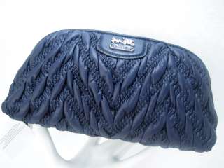 COACH MADISON QUILTED CHEVRON NYLON COSMETIC CASE~46592~BLUE~70th 