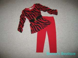 NEW Sassy Zebra Knit Dress Legging RED Girls Fall 12m  