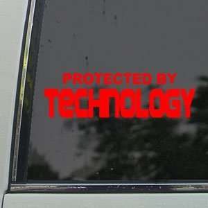  Protected By Technology Red Decal Truck Window Red Sticker 