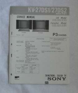 SONY KV 27DS1/27DS2 P3 CHASSIS SERVICE MANUAL COLOR TV  
